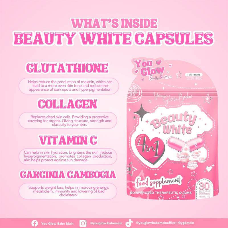 You Glow Babe Beauty White 4 in 1 Supplement You Glow Babe Beauty White 4 in 1 Supplement