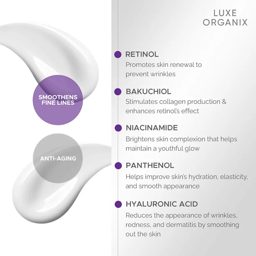 Luxe Organix Retinol + Bakuchiol Overnight Glow Luxe Organix Retinol + Bakuchiol Overnight Glow